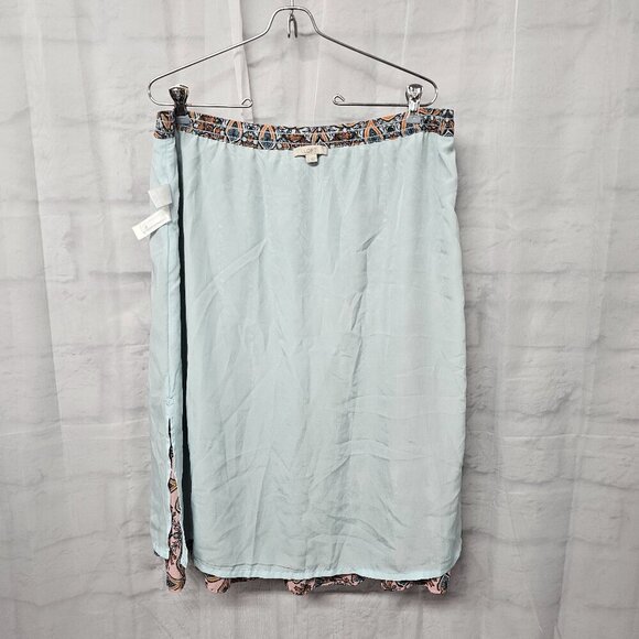 Loft Blue Orange Boho Peasant Skirt Tiered Hippie Festival L - Picture 9 of 12